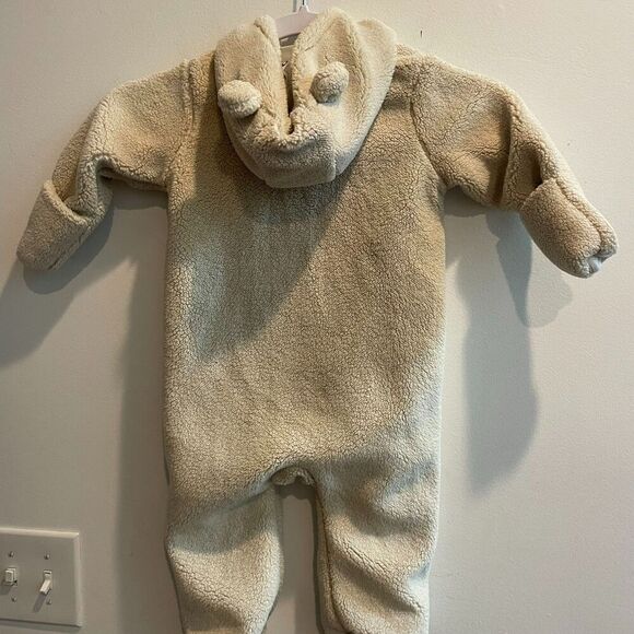 Petite Maison x Nono Baby Beige Coverall Jumpsuit 9M Hooded Sherpa Winter Snow - Picture 4 of 10